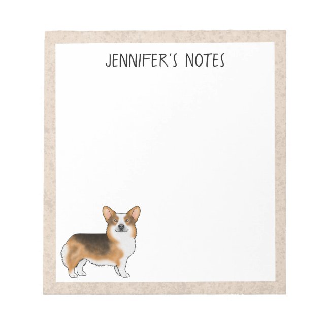 Red Headed Tri Pembroke Welsh Corgi Dog And Text Notepad (Front)