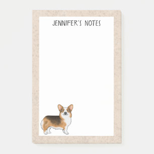Red Headed Tri Pembroke Welsh Corgi Dog And Text Post-it Notes
