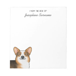 Red Headed Tri Pembroke Welsh Corgi Head And Text Notepad