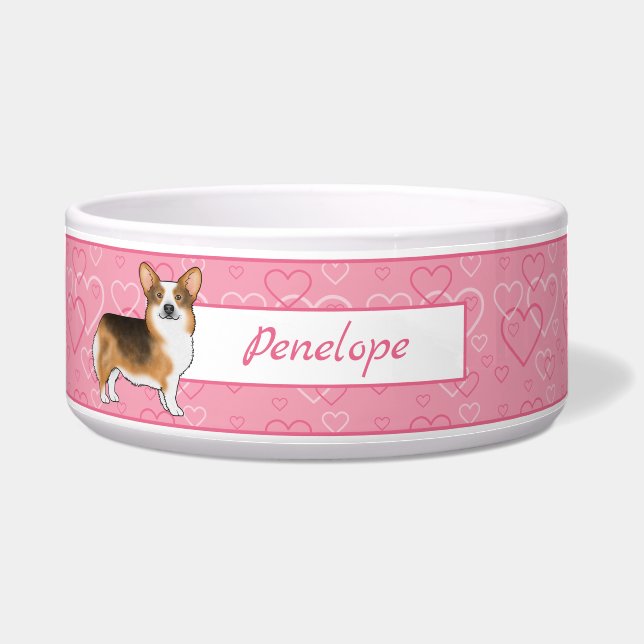Red Headed Tri Pembroke Welsh Corgi Hearts & Name (Front)