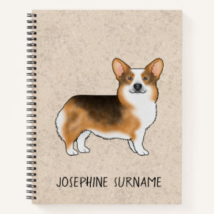 Red Headed Tricolor Pembroke Welsh Corgi And Name Notebook