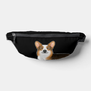 Red Headed Tricolor Pembroke Welsh Corgi On Black Fanny Pack