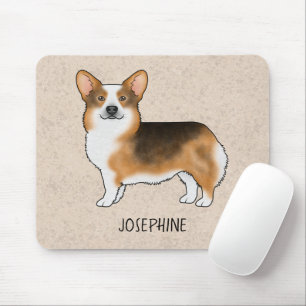 Red Headed Tricolor Pembroke Welsh Corgi With Name Mouse Pad