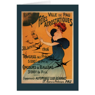 Red-Headed Woman Awaits Balloons Birds Poster