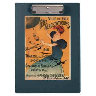 Red-Headed Woman Awaits Balloons Birds Poster Clipboard