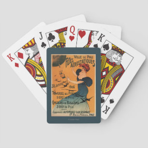 Red-Headed Woman Awaits Balloons Birds Poster Playing Cards