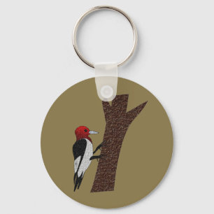 Red Headed Woodpecker Keychain