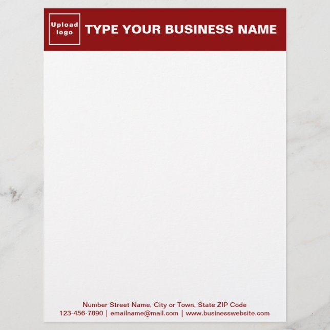Red Header and Texts on Footer of Business Letterhead (Front)