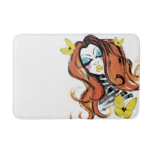 Red Heads & Butterflies Bath Mat