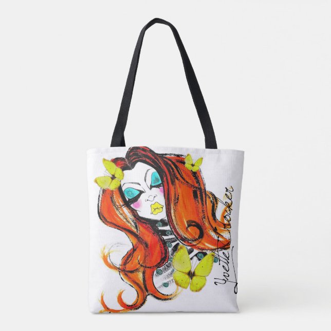 Red Heads & Butterflies Double Sided Tote (Back)