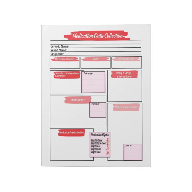 Red Healthcare Student Medication Template  Notepad (Rotated)