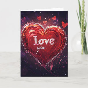 Red Hear Love You Holiday Card