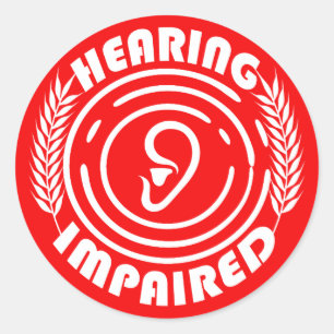 Red - Hearing impaired Classic Round Sticker