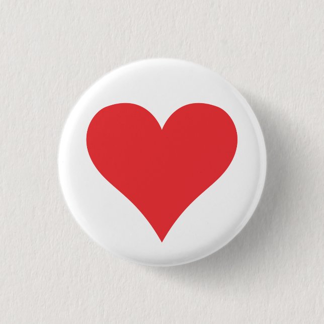 Red heart 1 inch round button (Front)
