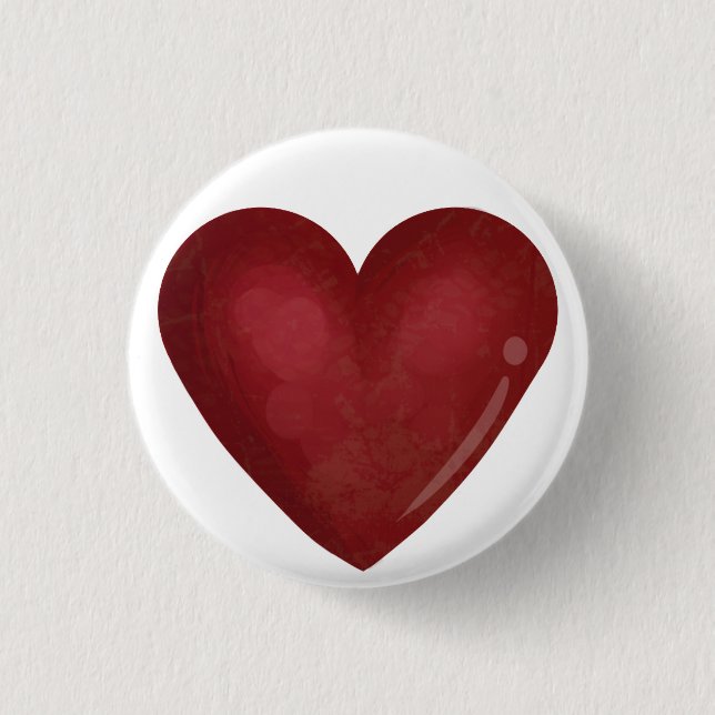 Red Heart 1 Inch Round Button (Front)