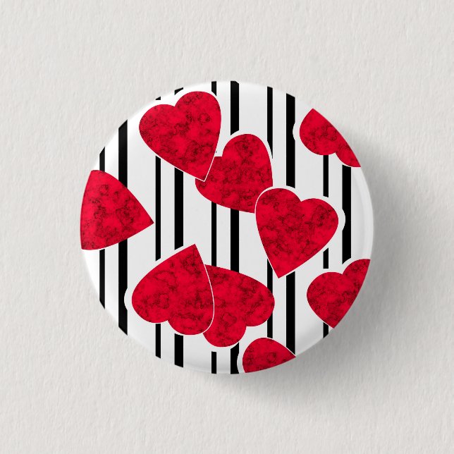 Red heart 1 inch round button (Front)