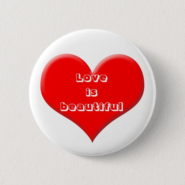 Red heart 2 inch round button (Front)