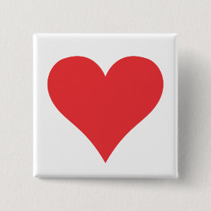 Red heart 2 inch square button