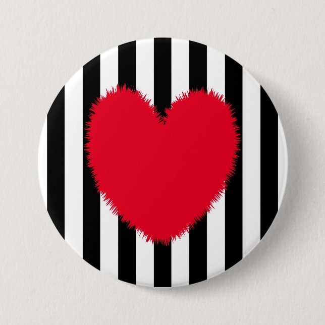 Red heart 3 inch round button (Front)