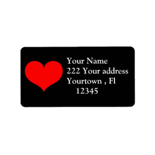 Red Heart Address Label
