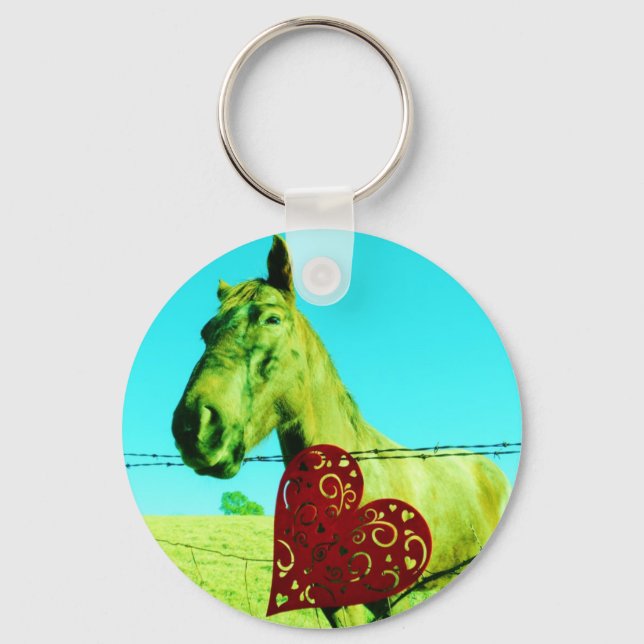 Red Heart and  Horse Keychain (Front)