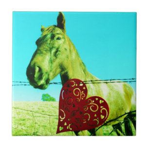Red Heart and Horse Tile