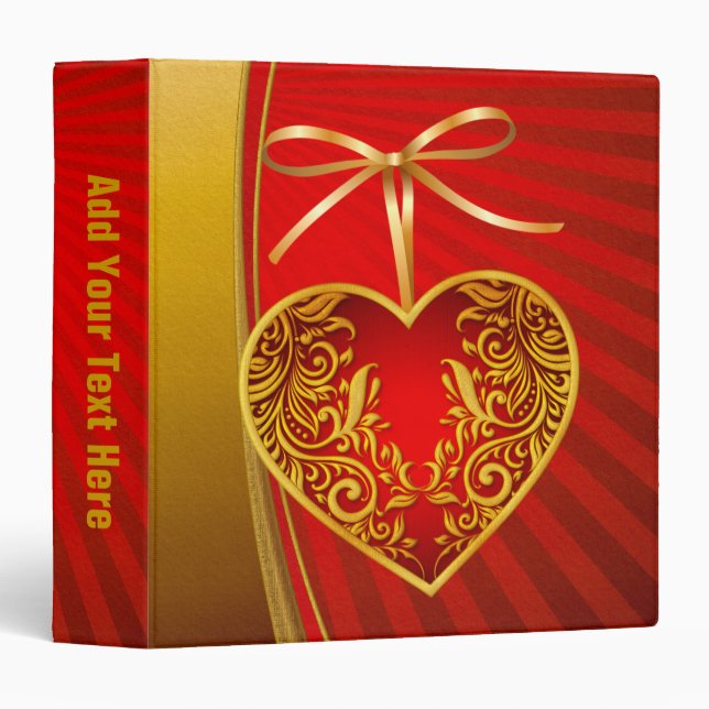 Red Heart and Ribbon Bow Binder (Front/Spine)