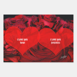 Red HEART and ROSES wrapping paper