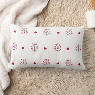 Red Heart And Tree Seamless Pattern Lumbar Pillow