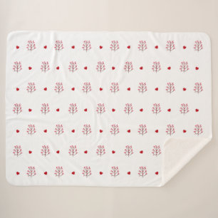 Red Heart And Tree Seamless Pattern  Sherpa Blanket