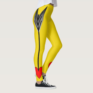 Red Heart Arrow Yellow Leggings