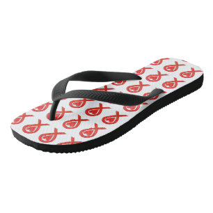 Red Heart Awareness Ribbon Art Custom Flip Flops