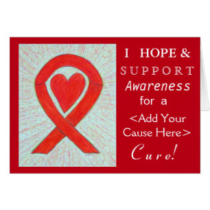Red Heart Awareness Ribbon Custom Cause Note Cards