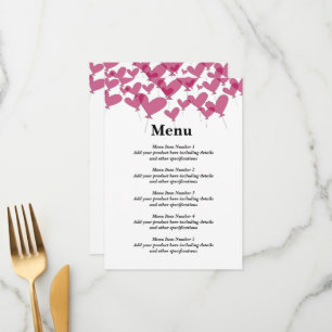 Red heart balloon bouquet unique custom wedding menu