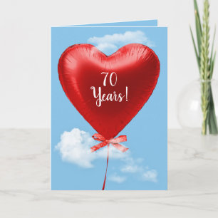 Red Heart Balloon for 70th anniversary Card