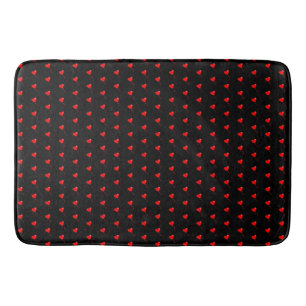 Red Heart Balloon Pattern Black Background Bath Mat