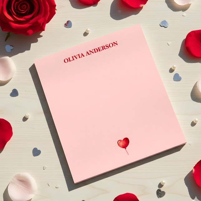 Red Heart Balloon Valentines Day Personalized  Notepad (Creator Uploaded)