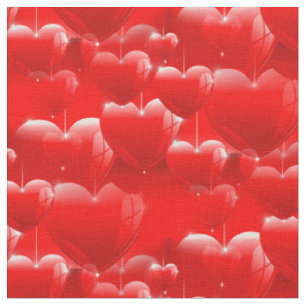 red heart balloons fabric