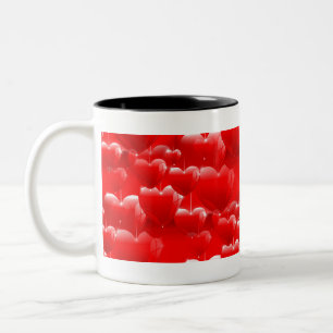 red heart balloons Two-Tone coffee mug