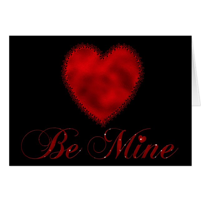 Red Heart Be Mine Greeting Card (Front Horizontal)