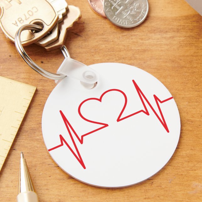 Red Heart Beat Line Keychain (Red Heart Beat Line Keychain)