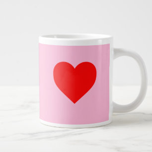 Red Heart Beat Pastel Pink Large Coffee Mug