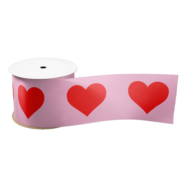 Red Heart Beat Pastel Pink Satin Ribbon (Spool)