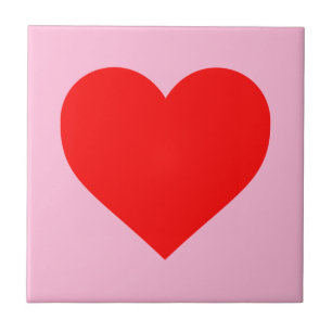 Red Heart Beat Pastel Pink Tile
