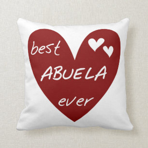 Red Heart Best Abuela Ever Gifts Throw Pillow