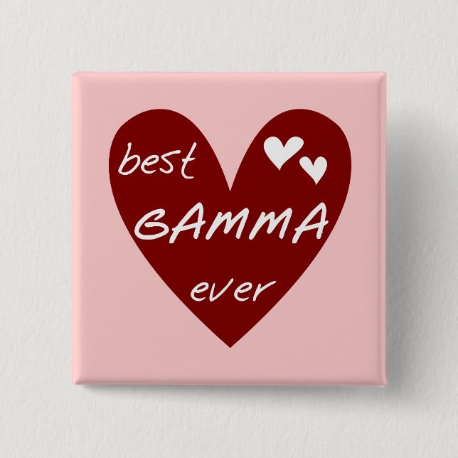 Red Heart Best Gamma Ever Tshirts and Gifts 2 Inch Square Button (Front)