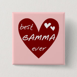Red Heart Best Gamma Ever Tshirts and Gifts 2 Inch Square Button