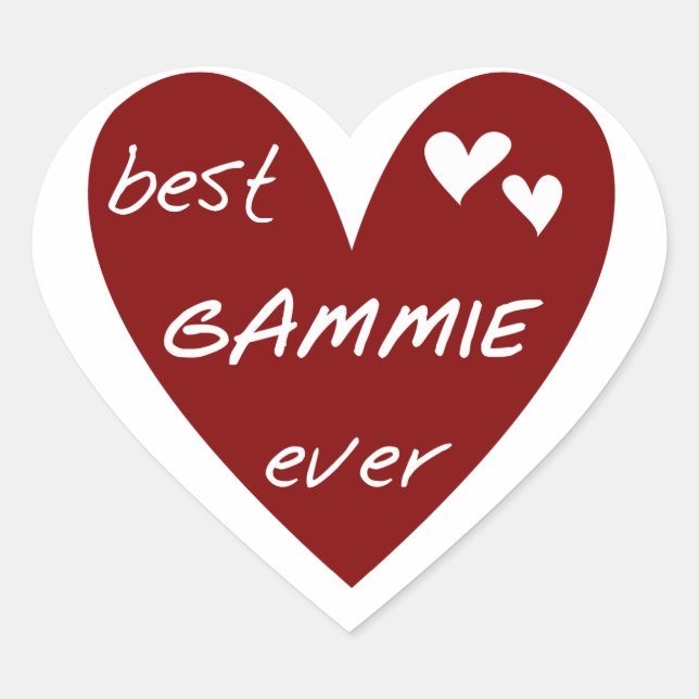 Red Heart Best Gammie Ever Tshirts and Gifts Heart Sticker (Front)