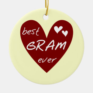 Red Heart Best Gram Ever Tshirts and Gifts Ceramic Ornament