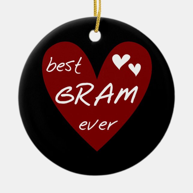 Red Heart Best Gram Ever Tshirts and Gifts Ceramic Ornament (Front)